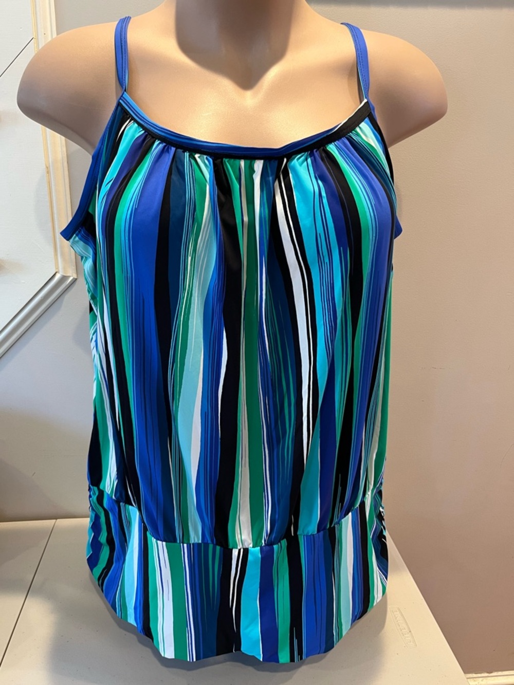 NWT Swimsuits for All Women’s Blouson Tankini Swim Top Bathing Suit Top Stripes